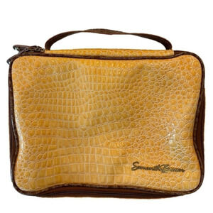 Samantha Brown Vintage Croc Embossed Cosmetic Makeup Toiletry Bag Travel Case